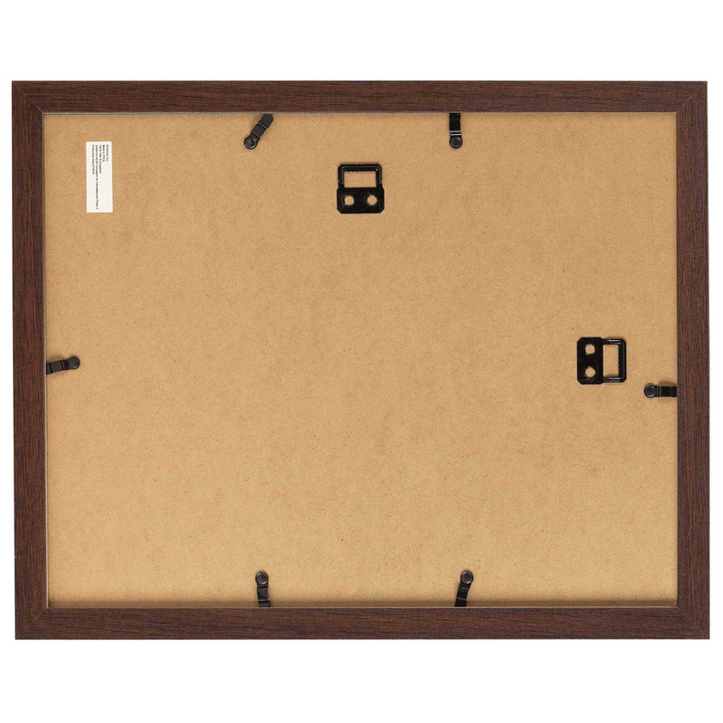 Walnut framed wall art back with cork backing and hanging hardware