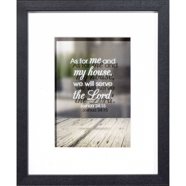 Framed wall art: 'As for me and my house' quote with 'Joshua 24:15', dark gray frame