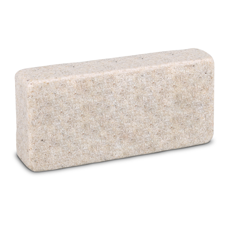 Scripture stone block, light beige speckled rectangle with rounded edges