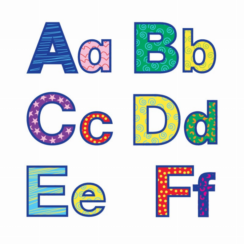 Colorful fish-pattern punch-out letters with uppercase characters, assorted set
