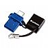 Blue dual USB flash drive with USB-C connector and keyring loop