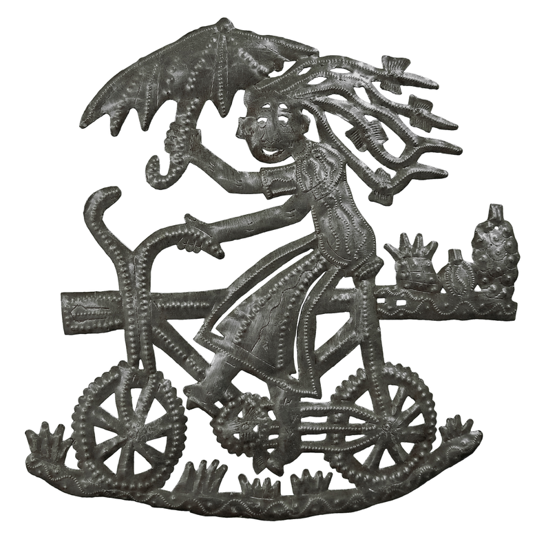 Bicycle Girl #3 - Recycled Steel / 1 - Home Decor