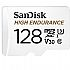 SanDisk High Endurance 128GB microSDXC memory card with adapter, U3 V30 C10