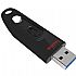 SanDisk Ultra USB flash drive in black with USB connector exposed and red accent