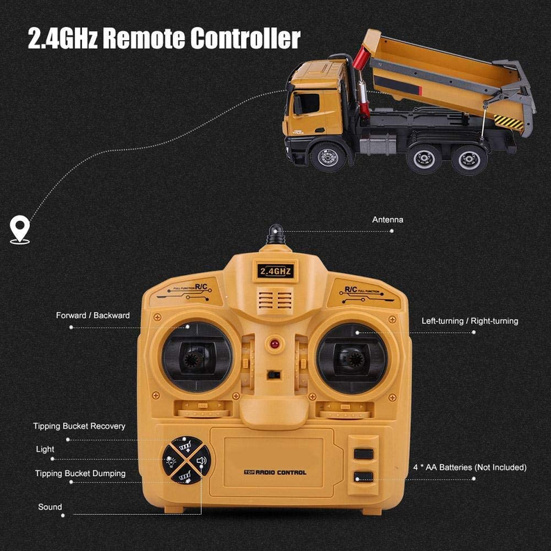Tan 2.4GHz remote control with twin joysticks and antenna for RC dump truck