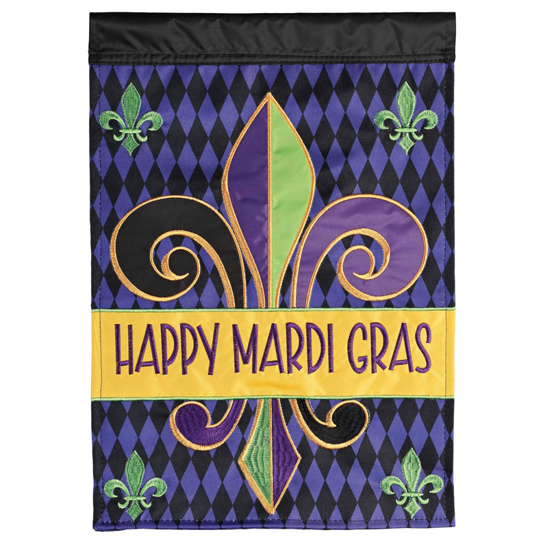 Flag Garden Happy Mardi Gras Polyester - 1 / 13x18 - Home Decor