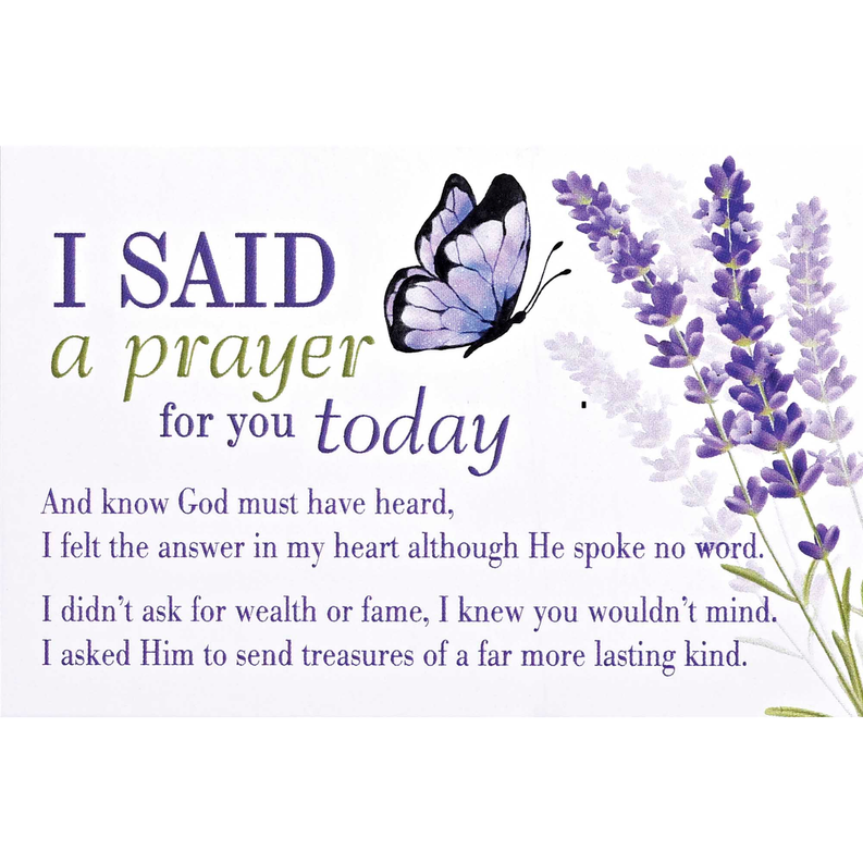 Angel prayer butterfly sign with purple flowers and a printed verse panel