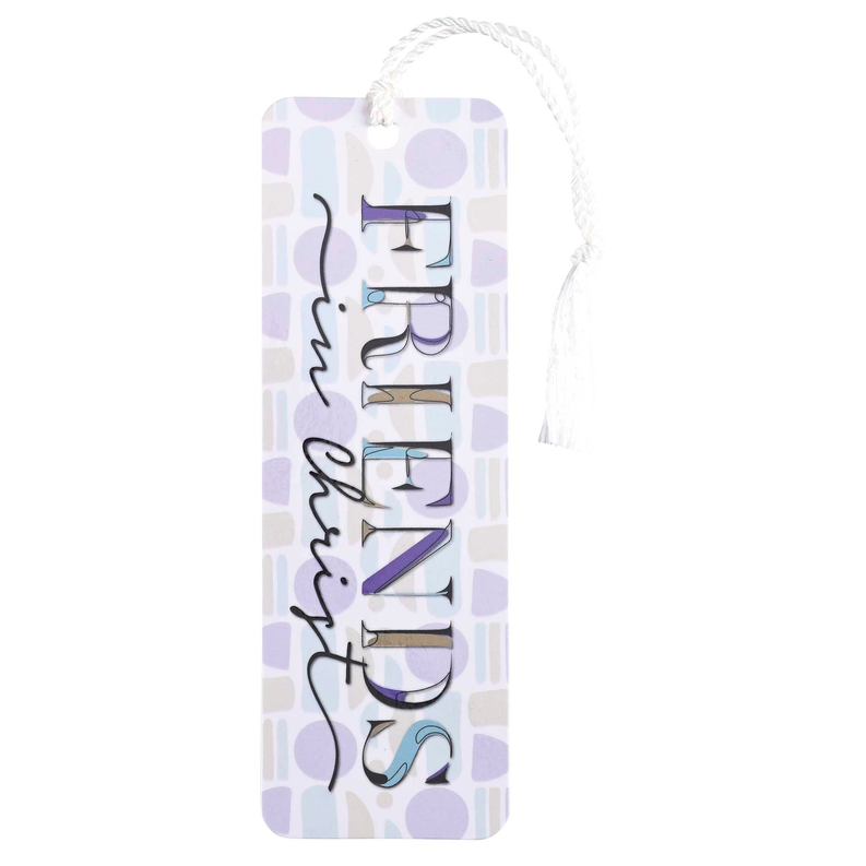 Multi-color tassel bookmark with vertical scripture design and hanging string