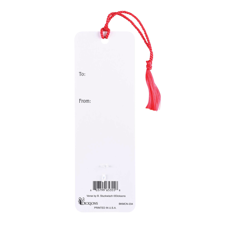 Cardinal tassel coin bookmark with red hanging tassel and blank gift tag