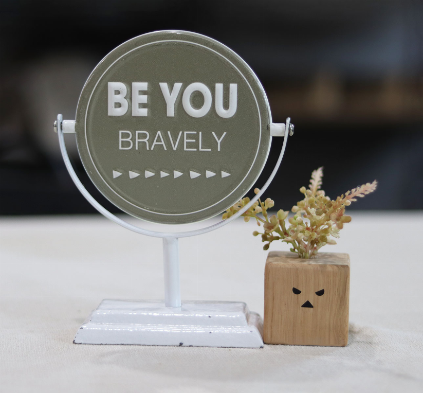 Be You Bravely/Show Me How Big Your Brave is-2 Sided Rotating Metal Table Top Decoration- Embossed Metal Signs for Home…