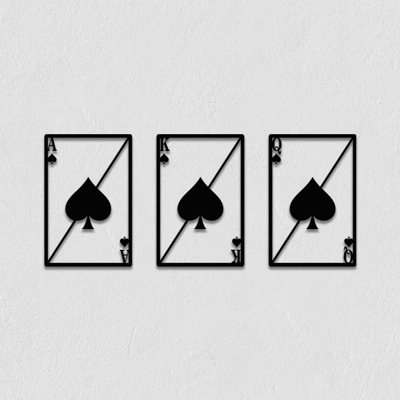 Ace King Queen Of Spades Metal Wall Art - 1 - Home Decor