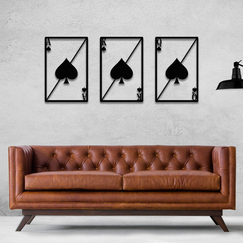 Ace King Queen Of Spades Metal Wall Art - 1 - Home Decor