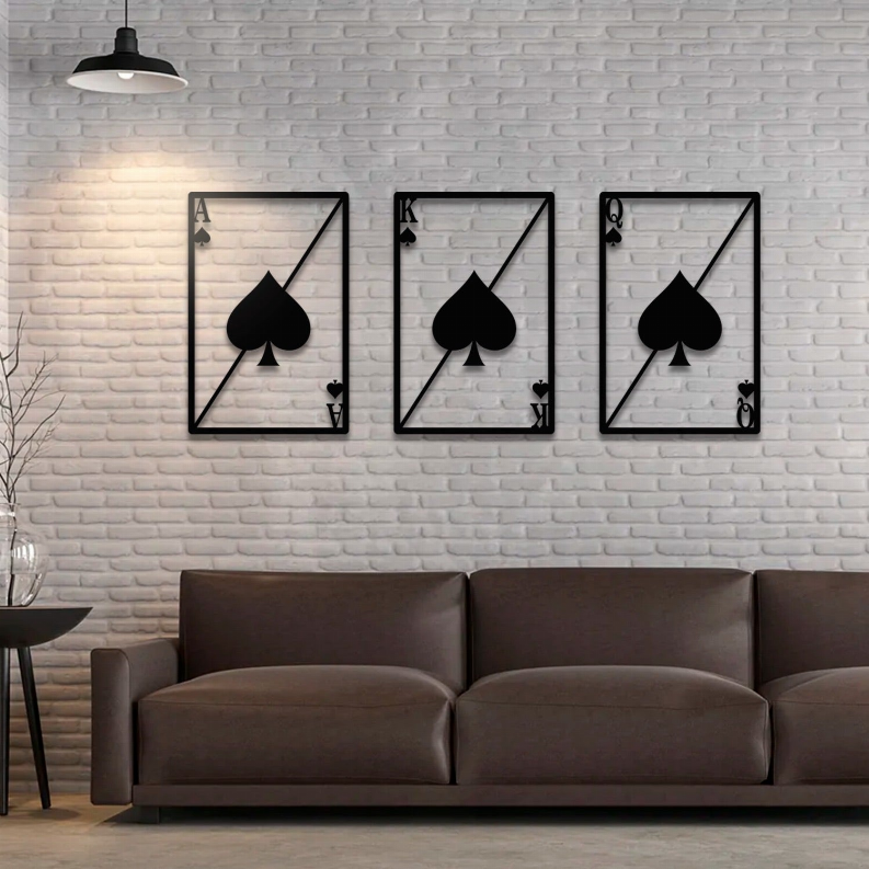 Ace King Queen Of Spades Metal Wall Art - 1 - Home Decor