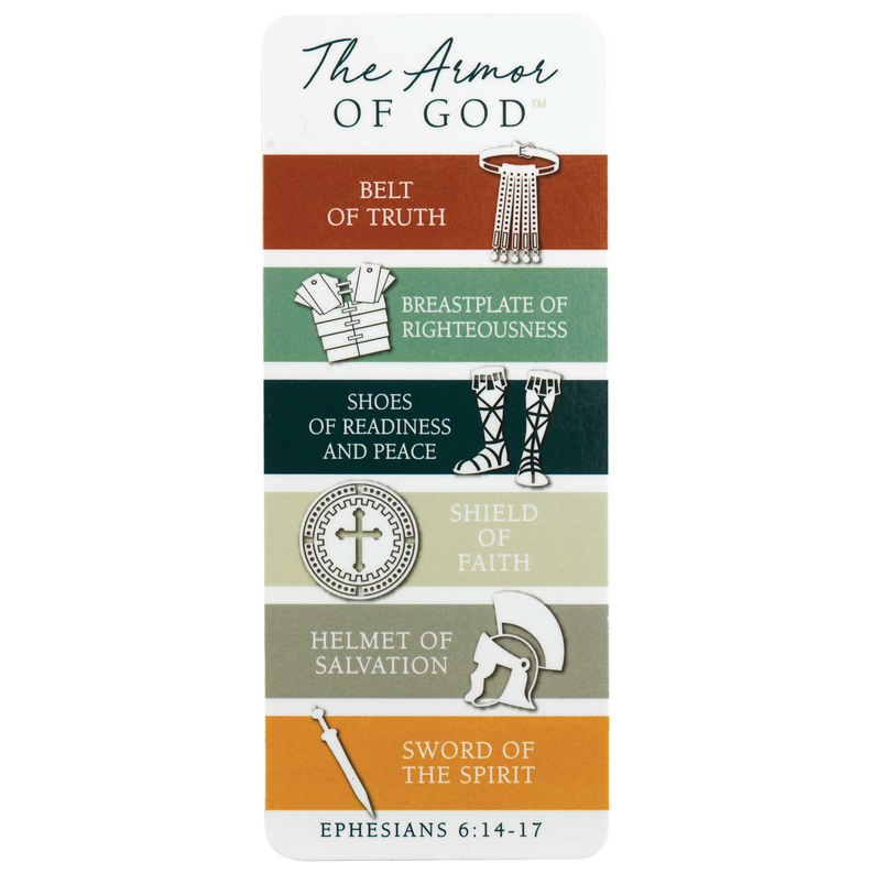 Bookcard Full Armor of God featuring colorful armor chart with Ephesians 6:14-17