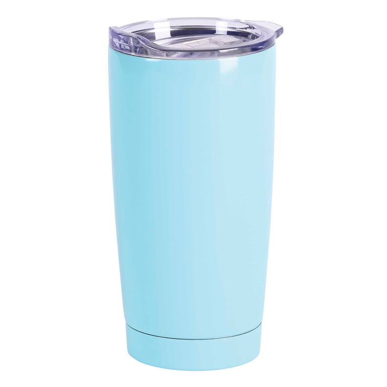 Teal 20 oz tumbler with clear lid, smooth blank body