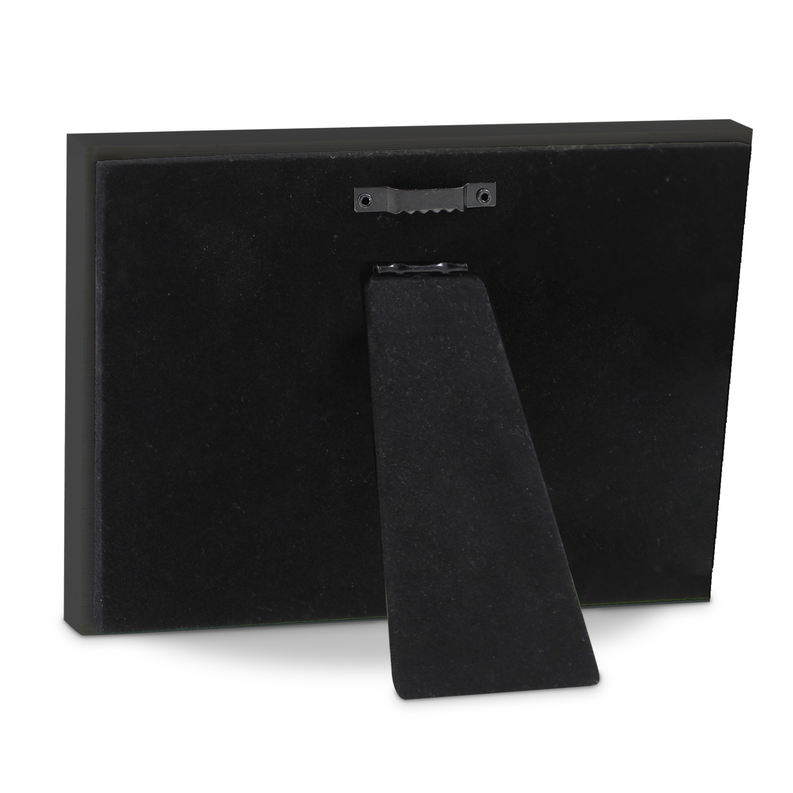 Black hanging sculpture plaque back with folding stand and wall-mount brackets