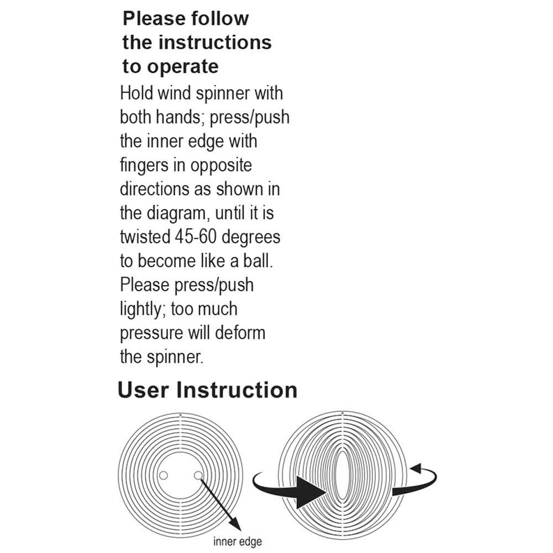 Wind spinner operation diagram showing inner edge and push directions
