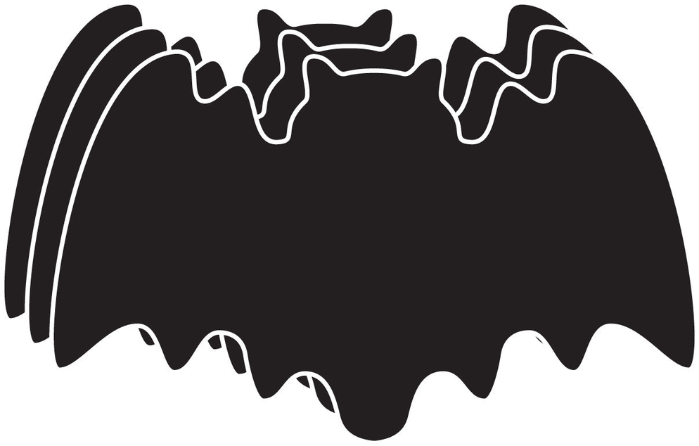 Large black bat foam cut-out with white outline