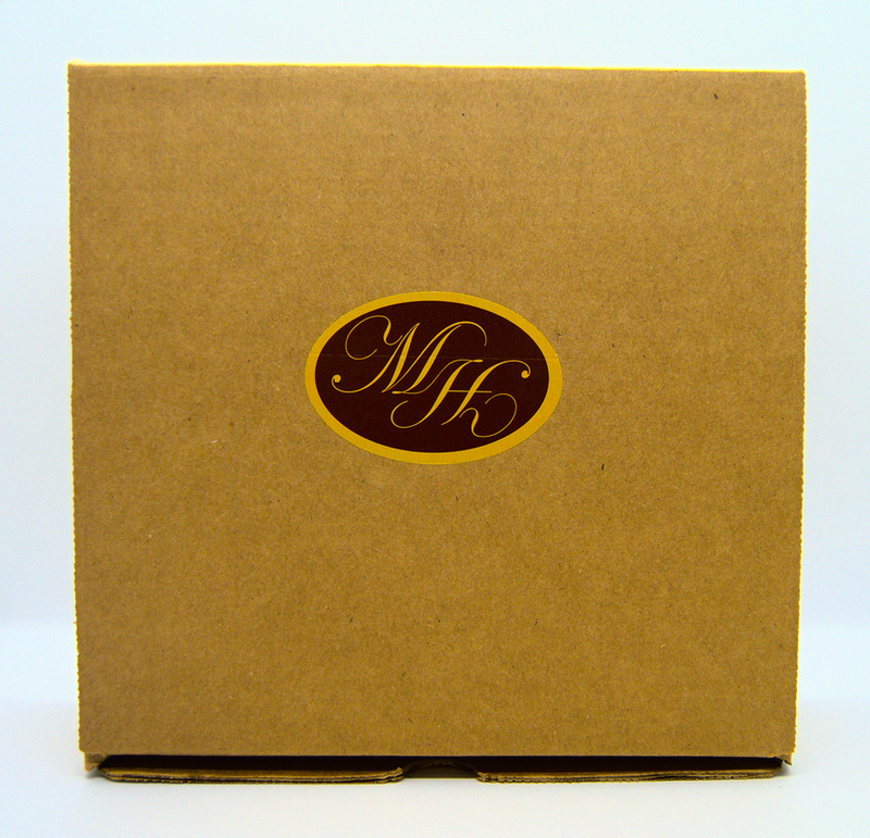 Kraft gift box lid with MH oval logo