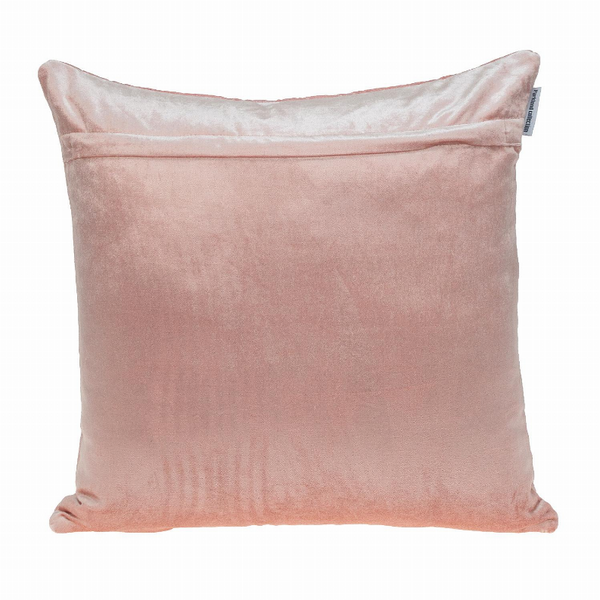 Pink quilted throw pillow with clean piped edge and solid textured face