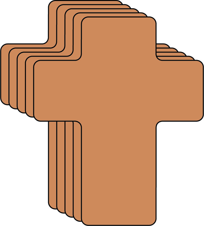 Brown layered cross paper cutout with creative cut-out edges