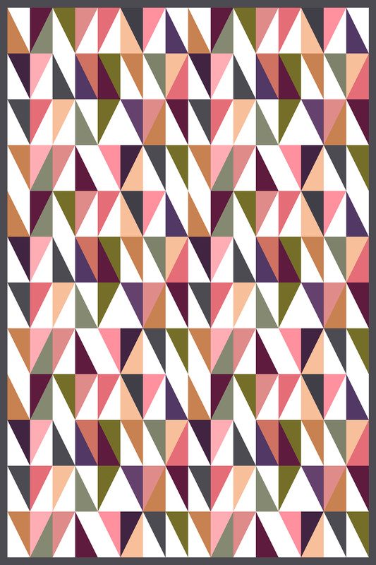 Geometric non-slip rug close-up: multicolor triangle mosaic pattern