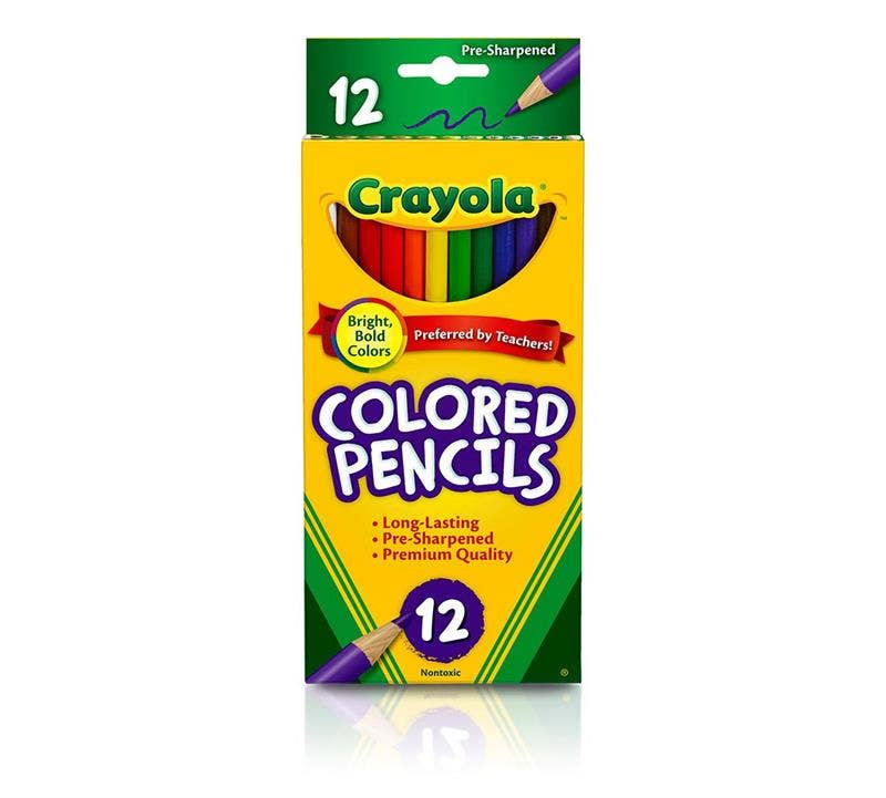 Crayola colored pencils, pre-sharpened, set of 12 in cardboard box