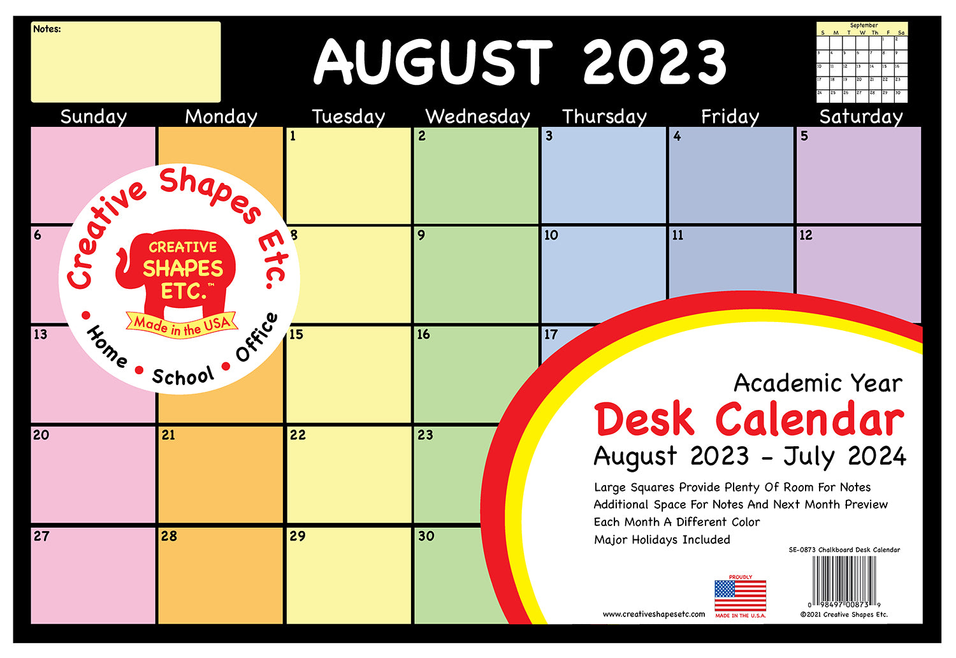 Academic Year Desk Calendar - Set of 2 Chalkboard Design Desk Calendar - Apparel and Accessories