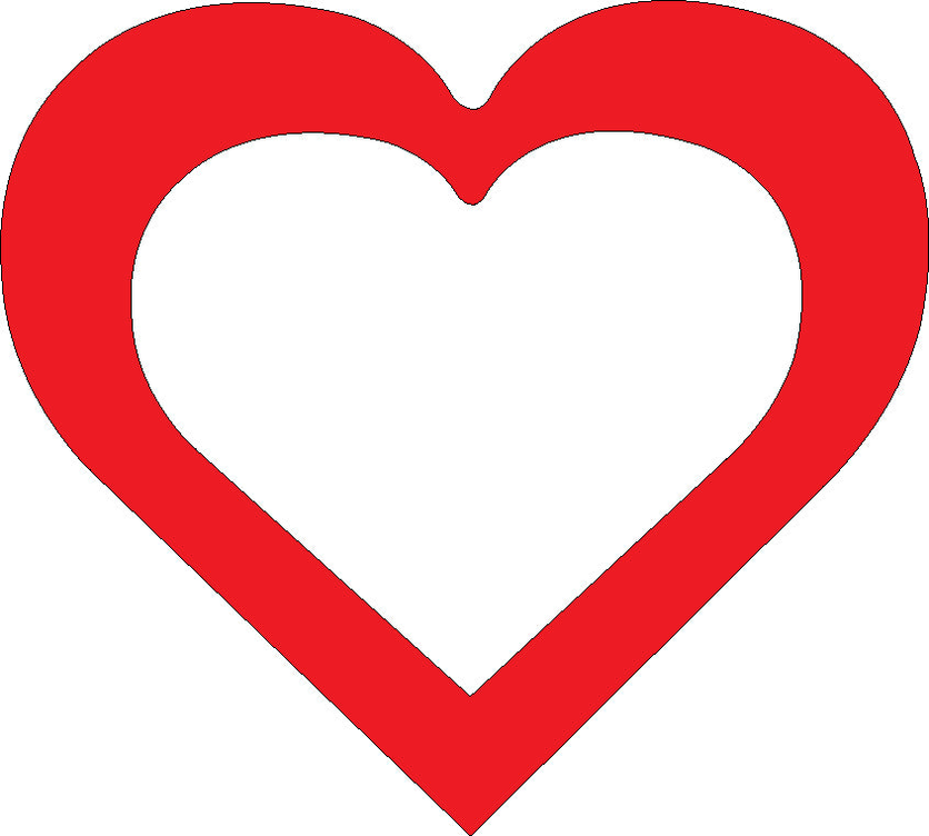 Red heart outline cut-out with open center