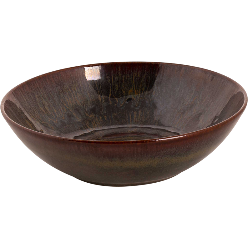 Coupe bowl, dark smoky blue-gray mottled glaze with glossy surface and thin rim