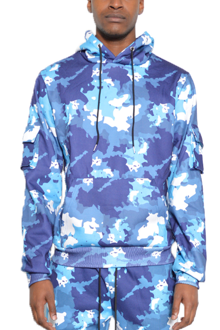 Camo Pullover Hoodie - Blue / 1 / S - Unisex Fashion