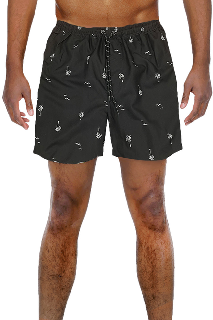 B/W Palm Print Swim Shorts - 1 / 3XL - Unisex Fashion