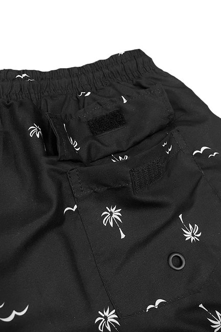 B/W Palm Print Swim Shorts - 1 / 3XL - Unisex Fashion