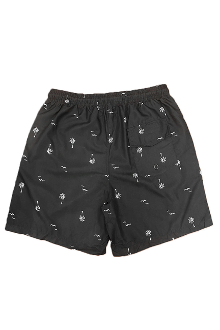 B/W Palm Print Swim Shorts - 1 / 3XL - Unisex Fashion