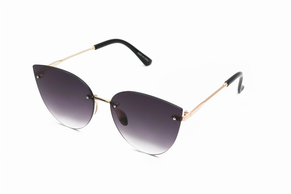 Gradient dark sunglasses with black temple tips and thin gold-tone metal arms.