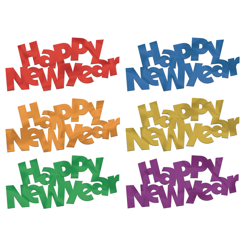 Happy New Year confetti letters in multi-color