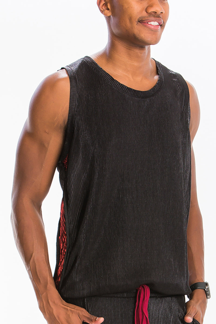 Alonso Metallic Box Tank - BLACK RED / 1 / 2XL - Unisex Fashion