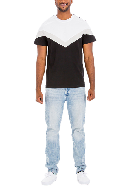 Chevron Color Block Shirt - Black Grey / 1 / XL - Unisex Fashion