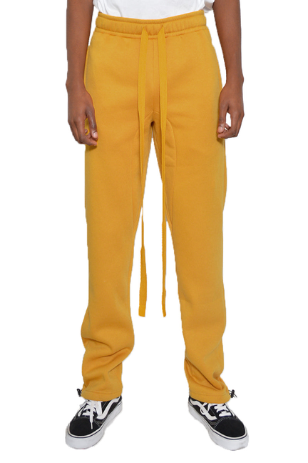 Inca Gold cotton fleece toggle sweatpants with front drawcord and cuffed hem