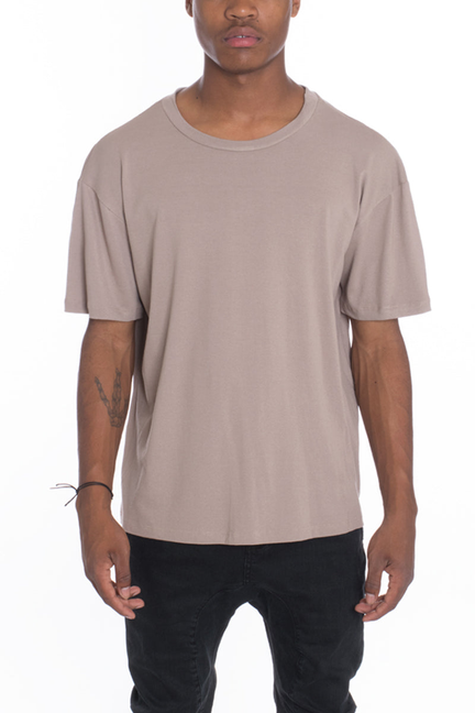 Carlton pique crewneck T-shirt, taupe short sleeves