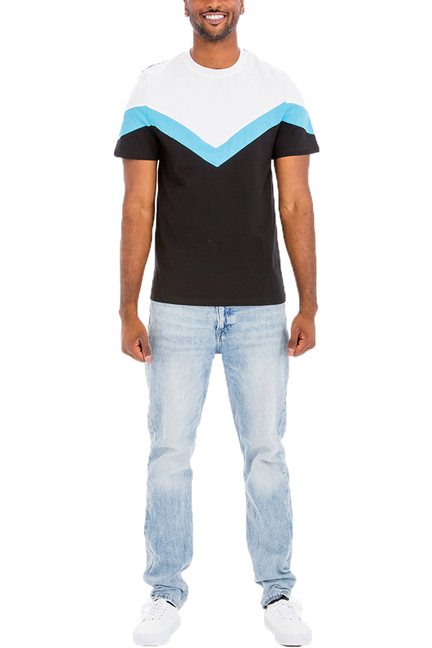 Chevron Color Block Shirt - Black Blue / 1 / M - Unisex Fashion