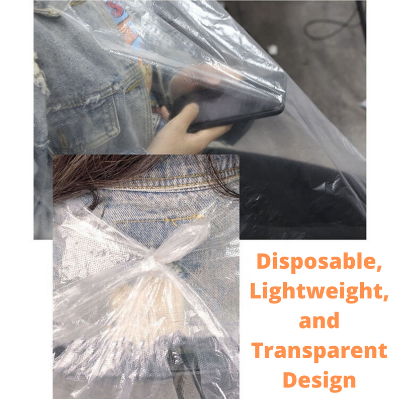 Disposable clear apron gown cape with transparent plastic protective cover