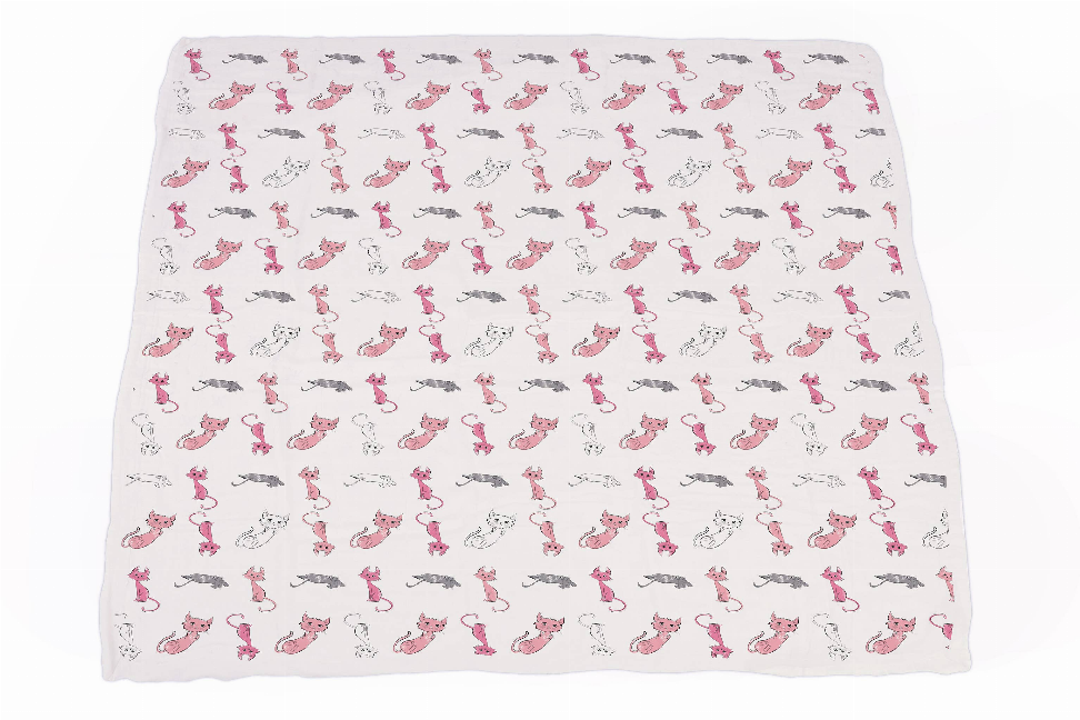 Newcastle bamboo blanket with repeating cat silhouettes on white