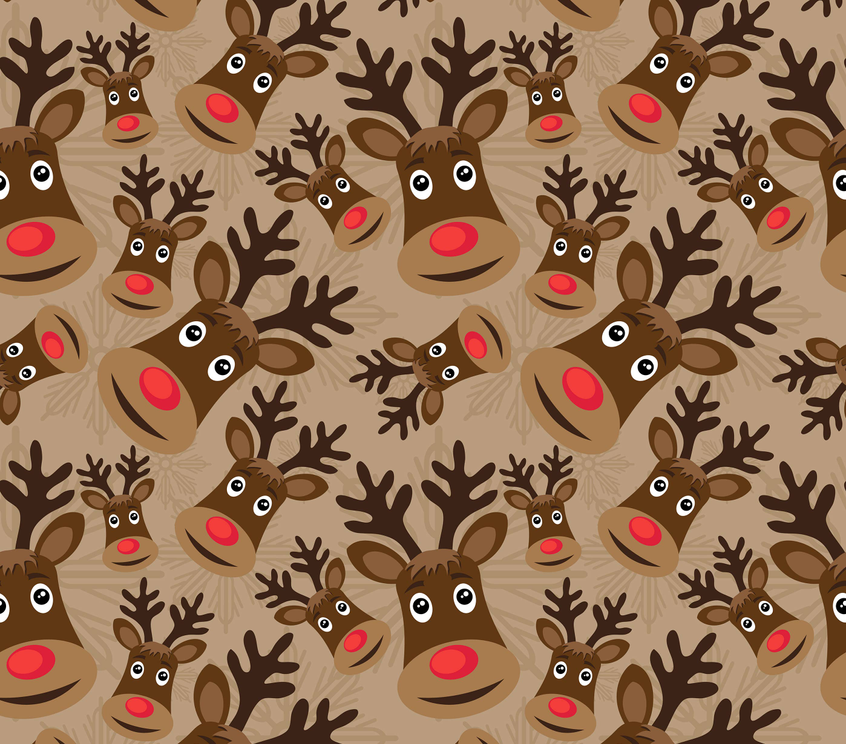 Stainless steel tumbler with reindeer and antler pattern, wrap design