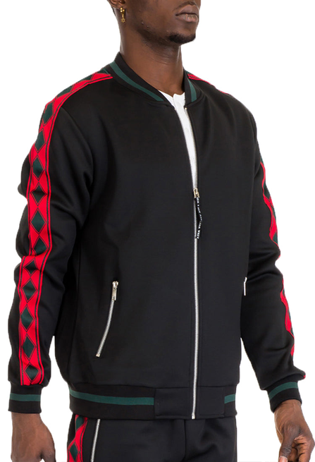 Diamond Tape Track Jacket - BLACK / 1 / 2XL - Unisex Fashion