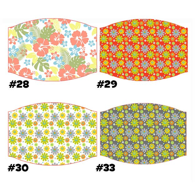 Floral fabric face mask, multi-color flower prints (#28, #29, #30, #33 shown)