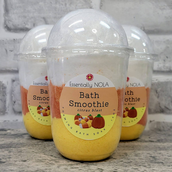 Bath smoothie foaming bath soak, yellow citrus blast bottle with clear cap