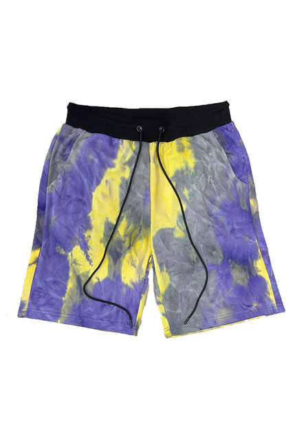 Black Band Tye Dye Shorts - Purple Yellow / 1 / M - Unisex Fashion