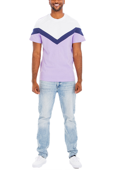 Chevron Color Block Shirt - Lilac / 1 / M - Unisex Fashion