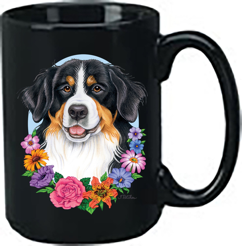 Bernese Mountain Dog - Best of Breed Ceramic 15oz Coffee Black Mug - Drinkware